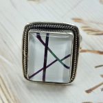 Aurora Opal Inlay Size US 10 925 Silver Ring (RS32-137)