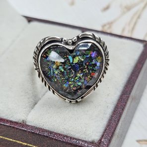 Aurora Opal Inlay 925 Silver Ring (RS7-49)