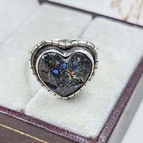 Aurora Opal Inlay 925 Silver Ring (RS7-60)