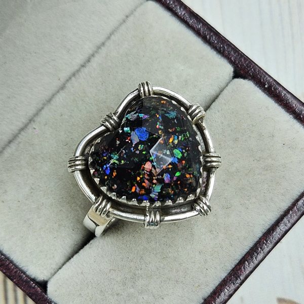 Aurora Opal Inlay 925 Silver Ring (RS7-50) - Image 2