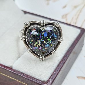 Aurora Opal Inlay 925 Silver Ring (RS7-50)