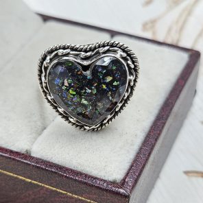 Aurora Opal Inlay 925 Silver Ring (RS7-61)