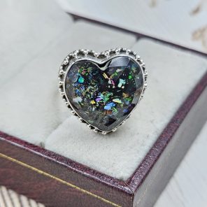 Aurora Opal Inlay 925 Silver Ring (RS7-59)