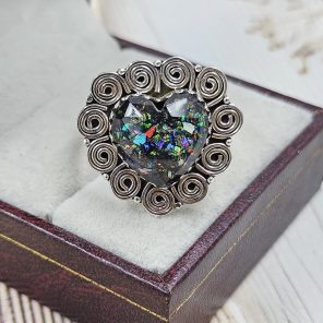 Aurora Opal Inlay 925 Silver Ring (RS7-58)