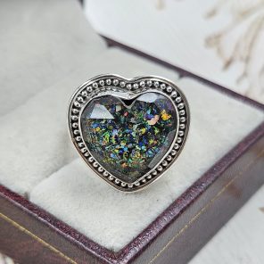Aurora Opal Inlay 925 Silver Ring (RS7-55)