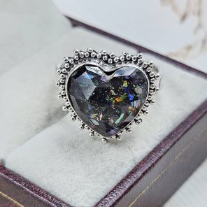 Aurora Opal Inlay 925 Silver Ring (RS7-56)