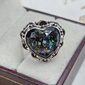 Aurora Opal Inlay 925 Silver Ring (RS7-54)