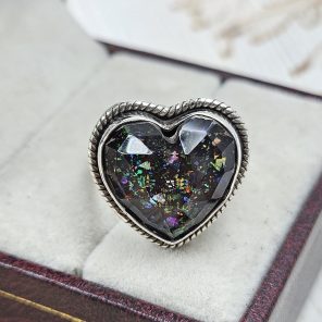 Aurora Opal Inlay 925 Silver Ring (RS7-53)