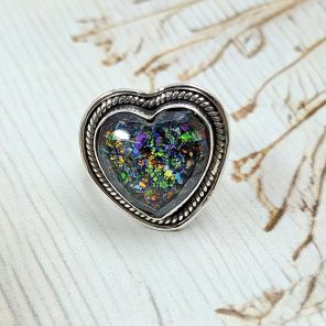 Aurora Opal Inlay 925 Silver Ring (RS7-51)