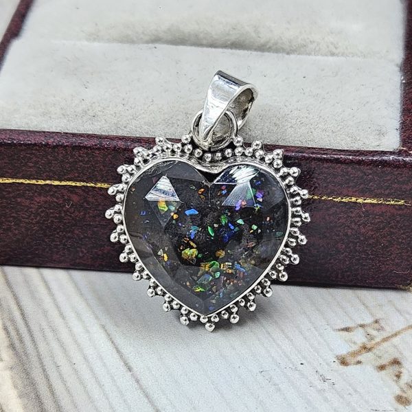 Aurora Opal Inlay 1" 925 Silver Pendant (RS7-69)