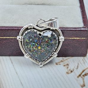 Aurora Opal Inlay 1" 925 Silver Pendant (RS7-64)