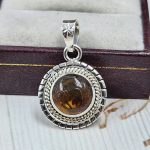 Amber 1" 925 Sterling Silver Pendant (RS29-207)