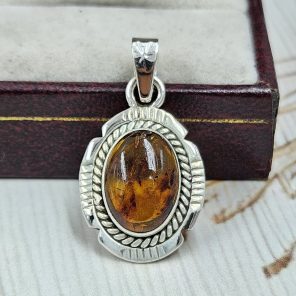 Amber 1.25" 925 Sterling Silver Pendant (RS29-208)