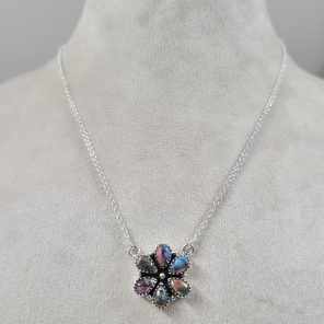 Pink Dahlia Turquoise 925 Silver Necklace (REXT25-3)