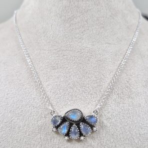 Rainbow Moonstone 925 Silver Necklace (REXT25-13)