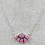 Hot Pink Aurora Opal 925 Silver Necklace (REXT25-14)