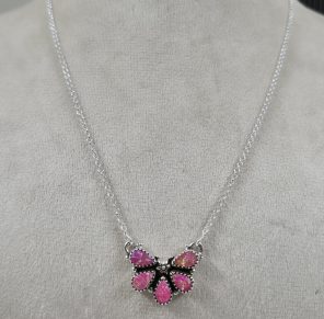 Hot Pink Aurora Opal 925 Silver Necklace (REXT25-6)