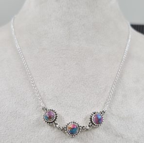 Pink Dahlia Turquoise 925 Silver Necklace (REXT25-15)