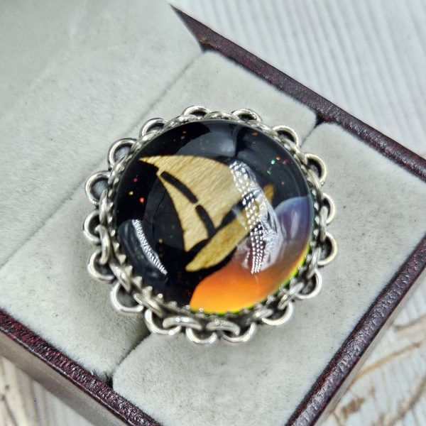 Aurora Opal Boat Size US 9 925 Sterling Silver Ring (RS37-25) - Image 2