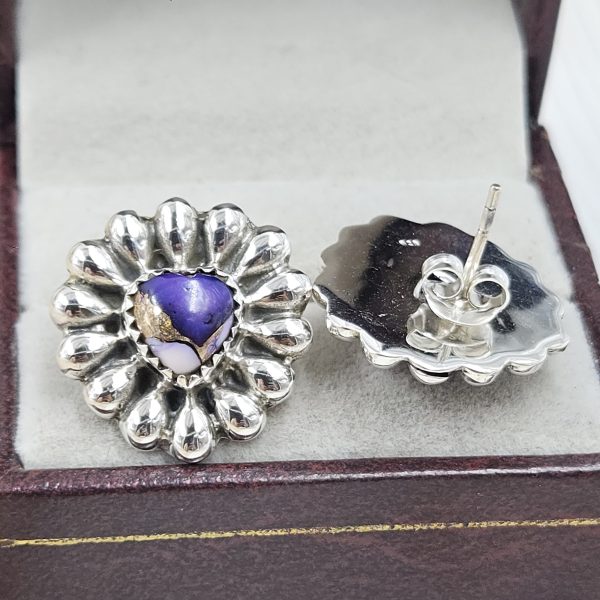 Purple Dahlia 925 Stud Concho Earring (RS10-301) - Image 2
