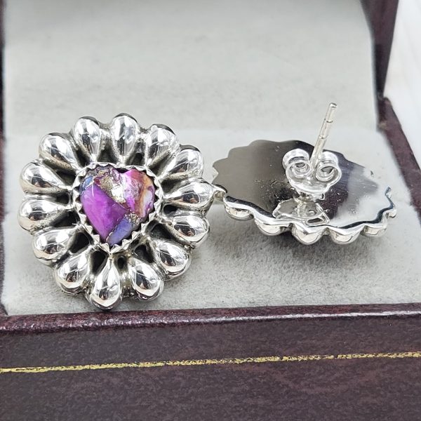 Pink Dahlia Turquoise 925 Stud Earring (RS10-297) - Image 2