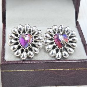 Pink Dahlia Turquoise 925 Stud Earring (RS10-297)