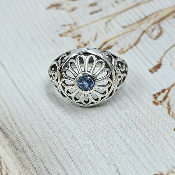 Swiss Blue Topaz 925 Silver Ring (RS14-202)