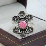 Hot Pink Aurora Opal Southwest 925 Silver Ring (RS37-29)