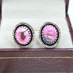 Pink Dahlia Turquoise Southwest 925 Studs Earring (RS37-36)