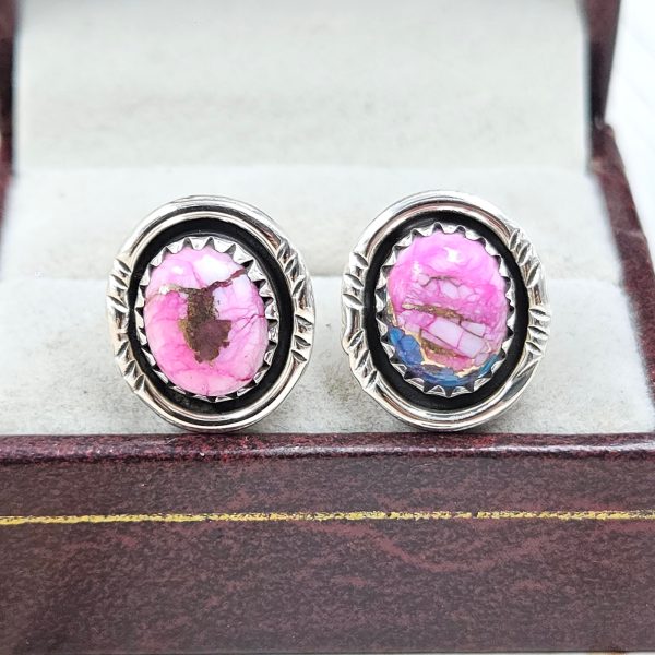 Pink Dahlia Turquoise Southwest 925 Studs Earring (RS37-36)