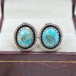 Kingman Turquoise Southwest 925 Studs Earring (RS37-35)