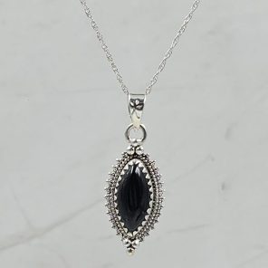 Black Onyx 0.75" 925 Sterling Silver Pendant (RS47-71)