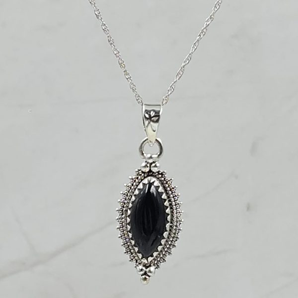 Black Onyx 0.75" 925 Sterling Silver Pendant (RS47-71)