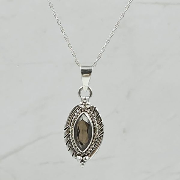 Smoky Quartz 0.5" 925 Sterling Silver Pendant (RS47-70)