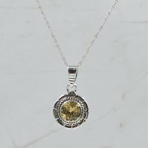 Citrine 0.5" 925 Sterling Silver Pendant (RS47-46)