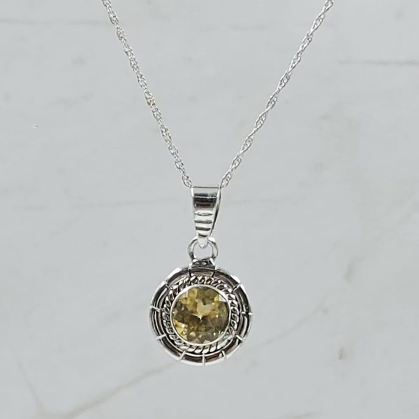 Citrine 0.5" 925 Sterling Silver Pendant (RS47-46)