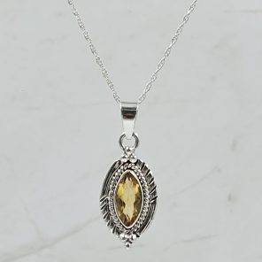 Citrine 0.5" 925 Sterling Silver Pendant (RS47-69)