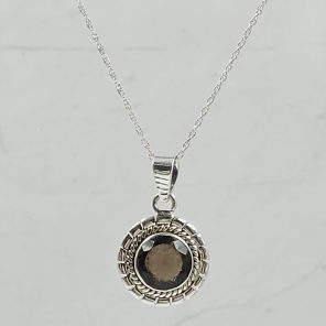 Smoky Quartz 0.5" 925 Sterling Silver Pendant (RS47-47)