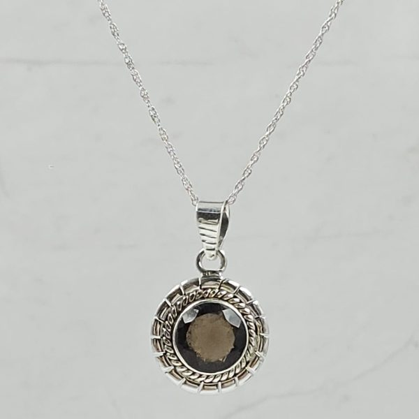 Smoky Quartz 0.5" 925 Sterling Silver Pendant (RS47-47)