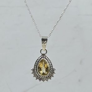 Citrine 0.5" 925 Sterling Silver Pendant (RS47-49)
