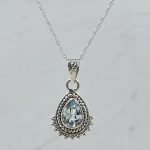 Blue Topaz 0.5" 925 Sterling Silver Pendant (RS47-51)