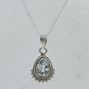 Blue Topaz 0.5" 925 Sterling Silver Pendant (RS47-51)