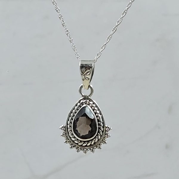 Smoky Quartz 0.5" 925 Sterling Silver Pendant (RS47-48)