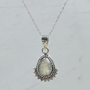 Rainbow Moonstone 0.5" 925 Sterling Silver Pendant (RS47-50)