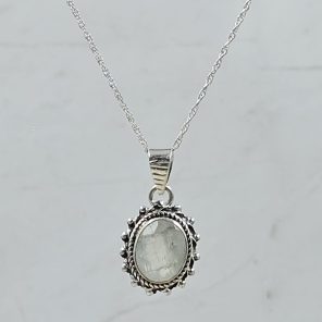 Rainbow Moonstone 0.5" 925 Sterling Silver Pendant (RS47-65)