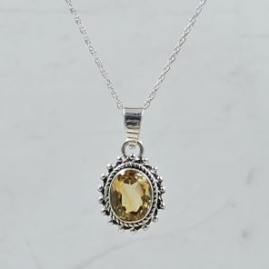 Citrine 0.5" 925 Sterling Silver Pendant (RS47-61)