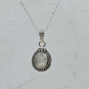 Rainbow Moonstone 0.5" 925 Sterling Silver Pendant (RS47-57)