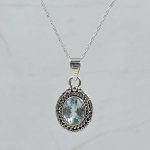 Blue Topaz 0.5" 925 Sterling Silver Pendant (RS47-56)