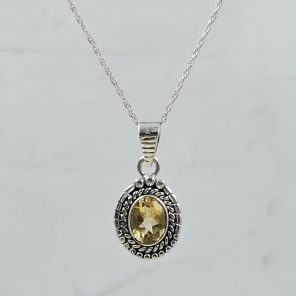 Citrine 0.5" 925 Sterling Silver Pendant (RS47-55)