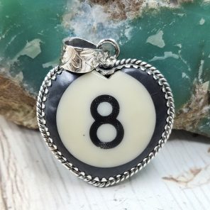 Pool Ball 8 925 Silver Pendant (REXT28-238)